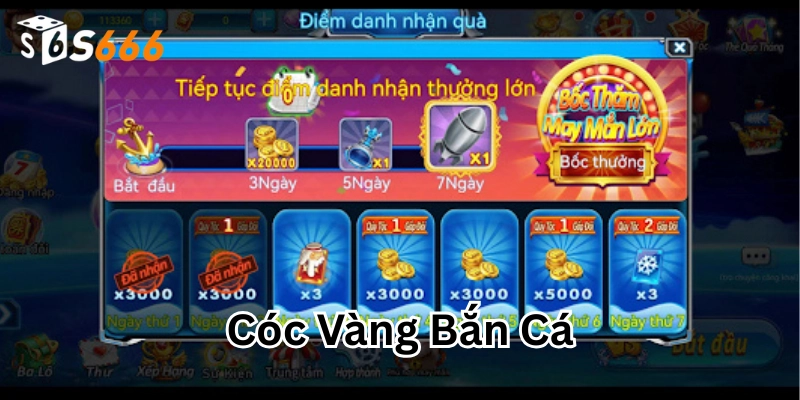 Điểm danh nhận quà trong Cóc Vàng Bắn Cá